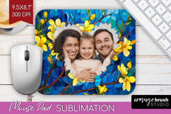 Stained Glass Photo Mouse Pad PNG - Flowers Picture Frame Product Image 1