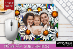 Stained Glass Photo Mouse Pad PNG - Flowers Picture Frame Product Image 1