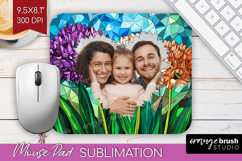Stained Glass Photo Mouse Pad PNG - Flowers Picture Frame Product Image 1