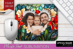 Stained Glass Photo Mouse Pad PNG - Flowers Picture Frame Product Image 1