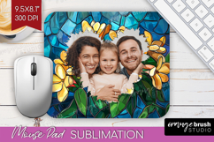 Stained Glass Photo Mouse Pad PNG - Flowers Picture Frame Product Image 1