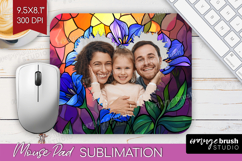 Stained Glass Photo Mouse Pad PNG - Flowers Picture Frame Product Image 1