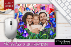 Stained Glass Photo Mouse Pad PNG - Flowers Picture Frame Product Image 1