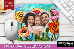 Stained Glass Photo Mouse Pad PNG - Flowers Picture Frame Product Image 1