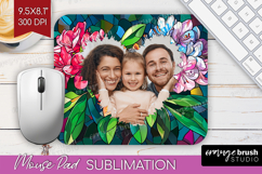 Stained Glass Photo Mouse Pad PNG - Flowers Picture Frame Product Image 1
