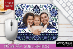 Folk Flowers Photo Mouse Pad PNG - Floral Picture Frame Pad Product Image 1