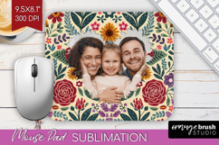 Folk Flowers Photo Mouse Pad PNG - Floral Picture Frame Pad Product Image 1