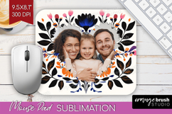 Folk Flowers Photo Mouse Pad PNG - Floral Picture Frame Pad Product Image 1