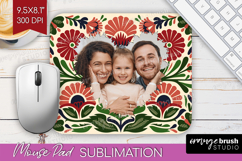 Folk Flowers Photo Mouse Pad PNG - Floral Picture Frame Pad Product Image 1