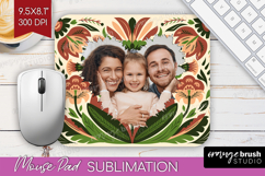 Folk Flowers Photo Mouse Pad PNG - Floral Picture Frame Pad Product Image 1