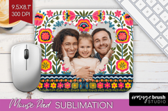 Folk Flowers Photo Mouse Pad PNG - Floral Picture Frame Pad Product Image 1
