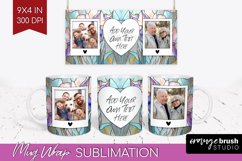 Stained Glass Photo Mug Wrap PNG - Flowers Picture Frame Mug Product Image 1