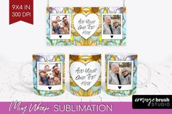 Stained Glass Photo Mug Wrap PNG - Flowers Picture Frame Mug Product Image 1