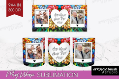 Stained Glass Photo Mug Wrap PNG - Flowers Picture Frame Mug Product Image 1