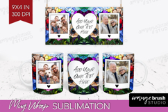 Stained Glass Photo Mug Wrap PNG - Flowers Picture Frame Mug Product Image 1