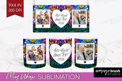 Stained Glass Photo Mug Wrap PNG - Flowers Picture Frame Mug Product Image 1