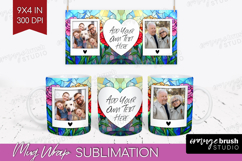 Stained Glass Photo Mug Wrap PNG - Flowers Picture Frame Mug Product Image 1