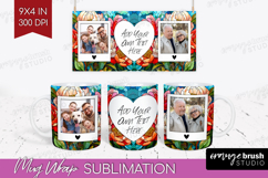 Stained Glass Photo Mug Wrap PNG - Flowers Picture Frame Mug Product Image 1