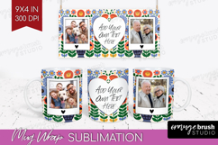 Folk Flowers Photo Mug Wrap PNG - Floral Picture Frame Mug Product Image 1