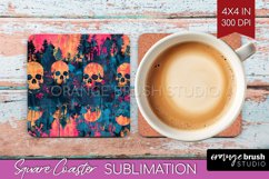 Neon Halloween Coasters - Spooky Square Coaster Sublimation Product Image 1