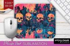 Neon Halloween Mouse Pad, Spooky Mousepad Sublimation Product Image 1