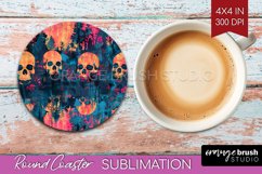 Neon Halloween Coasters - Spooky Round Coaster Sublimation Product Image 1