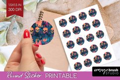 Neon Halloween Round Sticker - Halloween Printable Sticker Product Image 1
