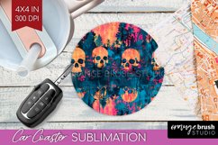Neon Halloween Car Coaster Sublimatoin, Halloween Pattern Product Image 1