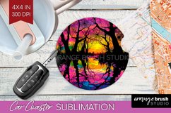 Neon Halloween Car Coaster Sublimatoin, Halloween Pattern Product Image 1