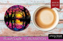 Neon Halloween Coasters - Spooky Round Coaster Sublimation Product Image 1