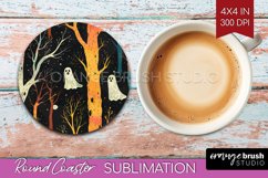 Neon Halloween Coasters - Spooky Round Coaster Sublimation Product Image 1