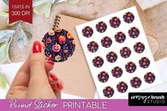 Neon Halloween Round Sticker - Halloween Printable Sticker Product Image 1