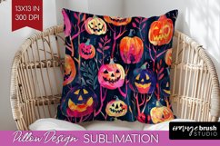 Neon Halloween Pillow Sublimation - Spooky Pillow Cover Product Image 1