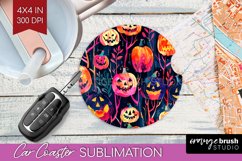 Neon Halloween Car Coaster Sublimatoin, Halloween Pattern Product Image 1