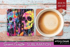 Neon Halloween Coasters - Spooky Square Coaster Sublimation Product Image 1