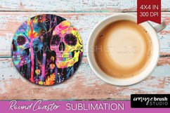 Neon Halloween Coasters - Spooky Round Coaster Sublimation Product Image 1