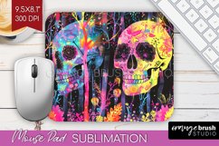 Neon Halloween Mouse Pad, Spooky Mousepad Sublimation Product Image 1