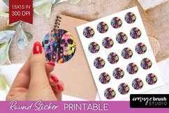 Neon Halloween Round Sticker - Halloween Printable Sticker Product Image 1