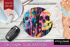 Neon Halloween Car Coaster Sublimatoin, Halloween Pattern Product Image 1