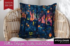 Neon Halloween Pillow Sublimation - Spooky Pillow Cover Product Image 1
