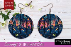 Neon Halloween Earrings - Spooky Round Earring Sublimation Product Image 1