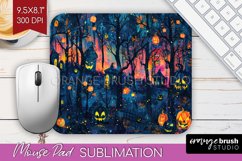 Neon Halloween Mouse Pad, Spooky Mousepad Sublimation Product Image 1
