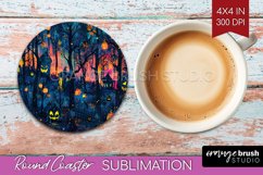 Neon Halloween Coasters - Spooky Round Coaster Sublimation Product Image 1