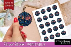 Neon Halloween Round Sticker - Halloween Printable Sticker Product Image 1