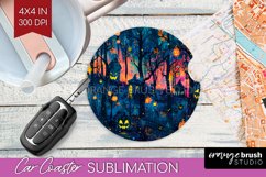 Neon Halloween Car Coaster Sublimatoin, Halloween Pattern Product Image 1