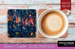 Neon Halloween Coasters - Spooky Square Coaster Sublimation Product Image 1