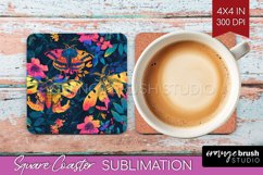 Neon Halloween Coasters - Spooky Square Coaster Sublimation Product Image 1