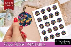 Neon Halloween Round Sticker - Halloween Printable Sticker Product Image 1