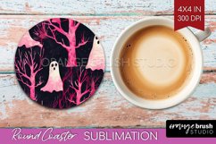 Neon Halloween Coasters - Spooky Round Coaster Sublimation Product Image 1