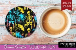 Neon Halloween Coasters - Spooky Round Coaster Sublimation Product Image 1